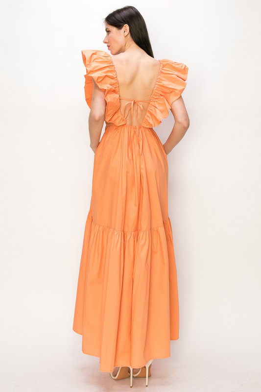 RUFFLE MAXI IN CORAL
