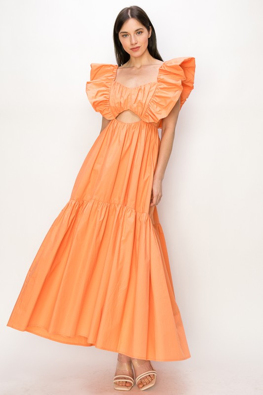 RUFFLE MAXI IN CORAL