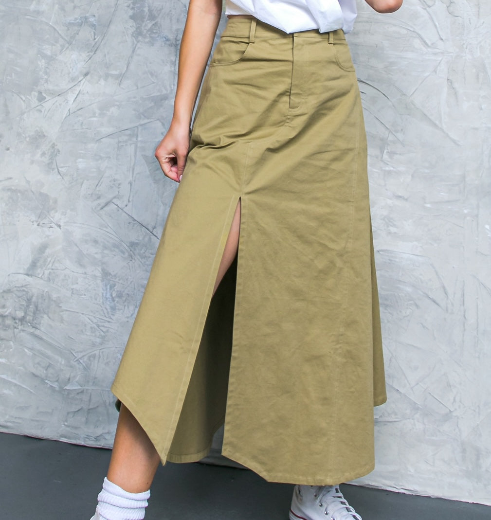 Khaki Siren Maxi Skirt